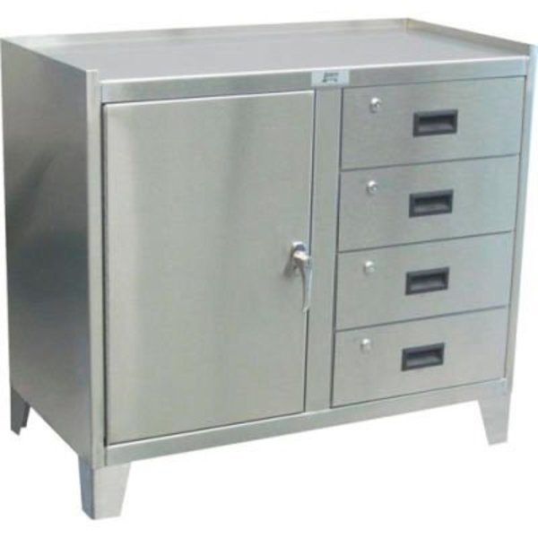 Stainless Steel Cabinet - 1 Door, 4 Drawer - 36